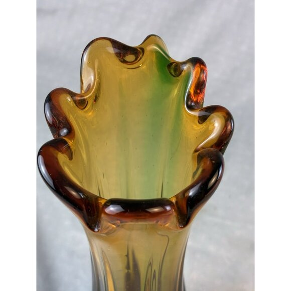 Vintage MCM Japan Swung Glass Finger Bud Vase Stretch 8 fingers Ombre 8" - Picture 9 of 9